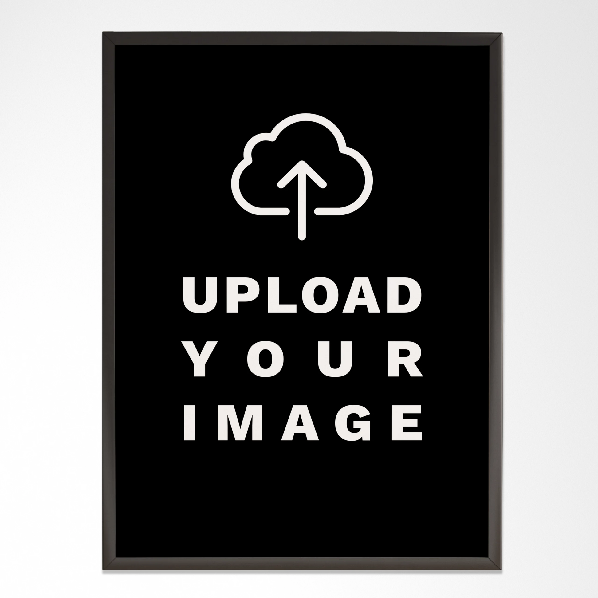 Minimalist custom wall art frame mockup with 'Upload Your Image' text and cloud icon, RRstore