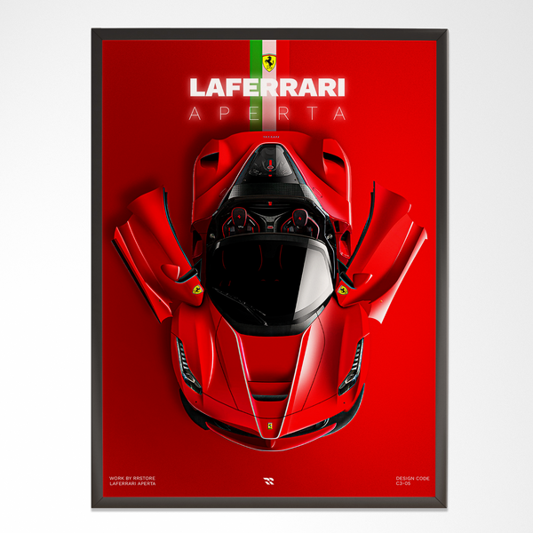 Modern wall art frame featuring a red LaFerrari Aperta car, premium minimalist design